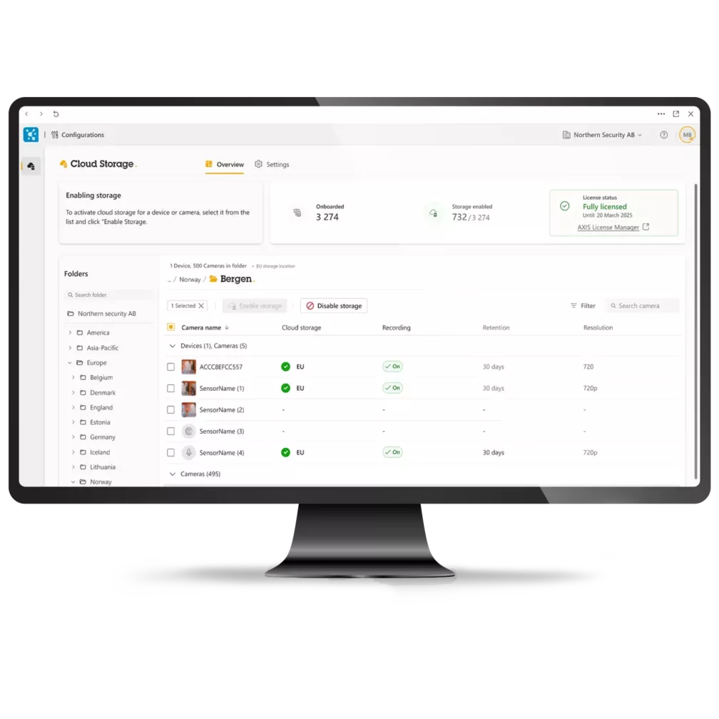 AXIS AXIS Camera Station Edge Cloud Storage